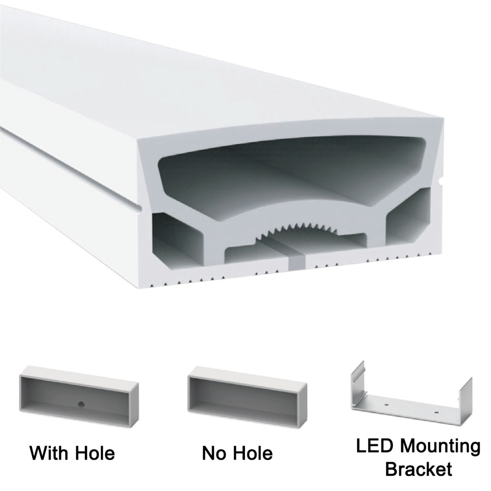 Large Flex Silicone LED Diffuser Channel For 28mm Quad Row LED Strip Light - 70*30 mm 120 ° Top Emitting Large Flex Silicone LED Diffuser Channel For 28mm Quad Row LED Strip Light - 70*30 mm 120 ° Top Emitting